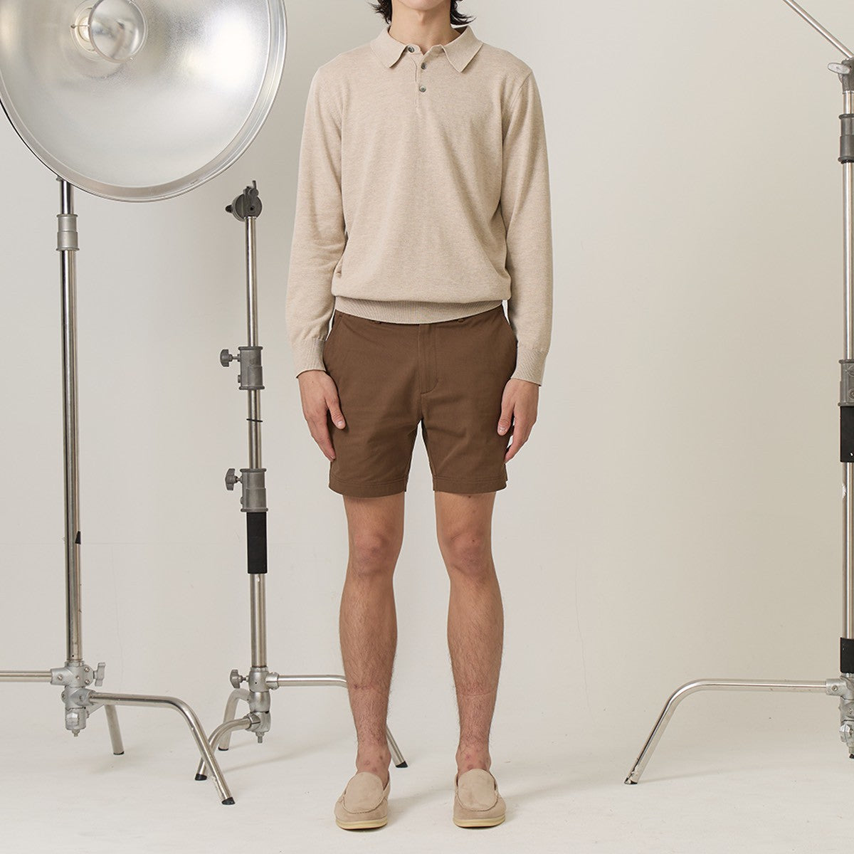 HAYDEN LONG SLEEVES KNIT POLO - OAT