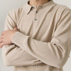 HAYDEN LONG SLEEVES KNIT POLO - OAT