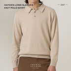HAYDEN LONG SLEEVES KNIT POLO - OAT
