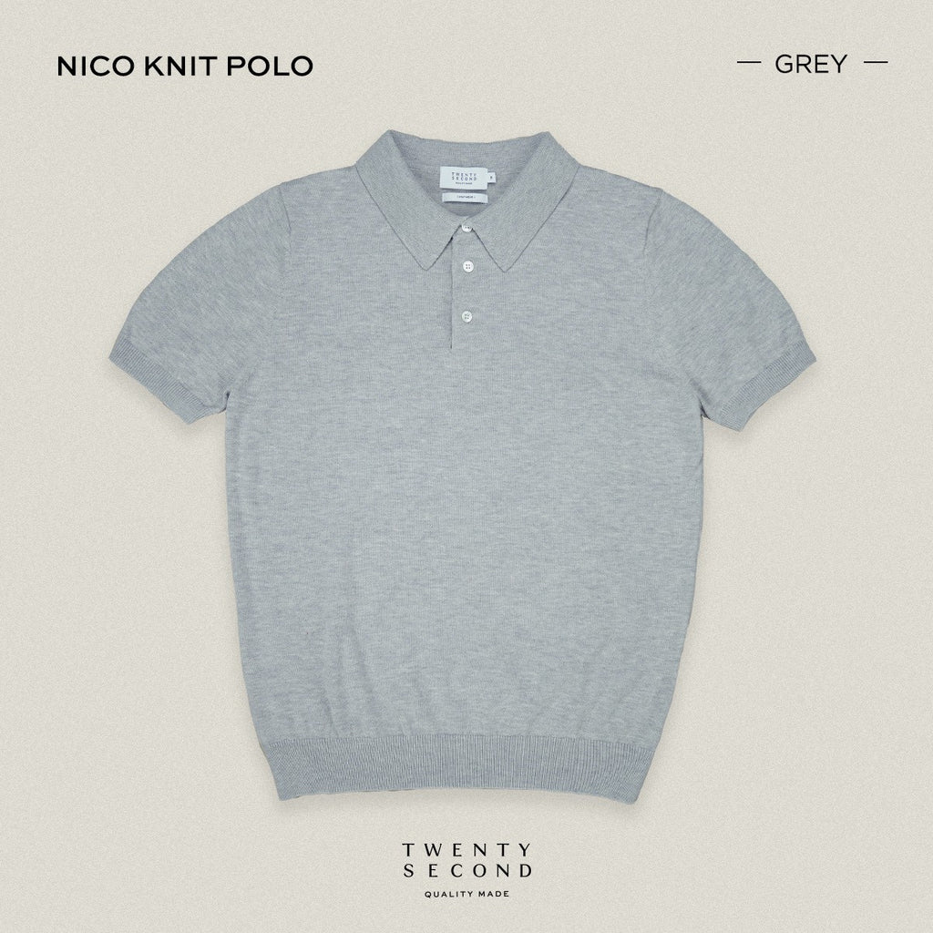 NICO KNIT POLO - LIGHT GREY