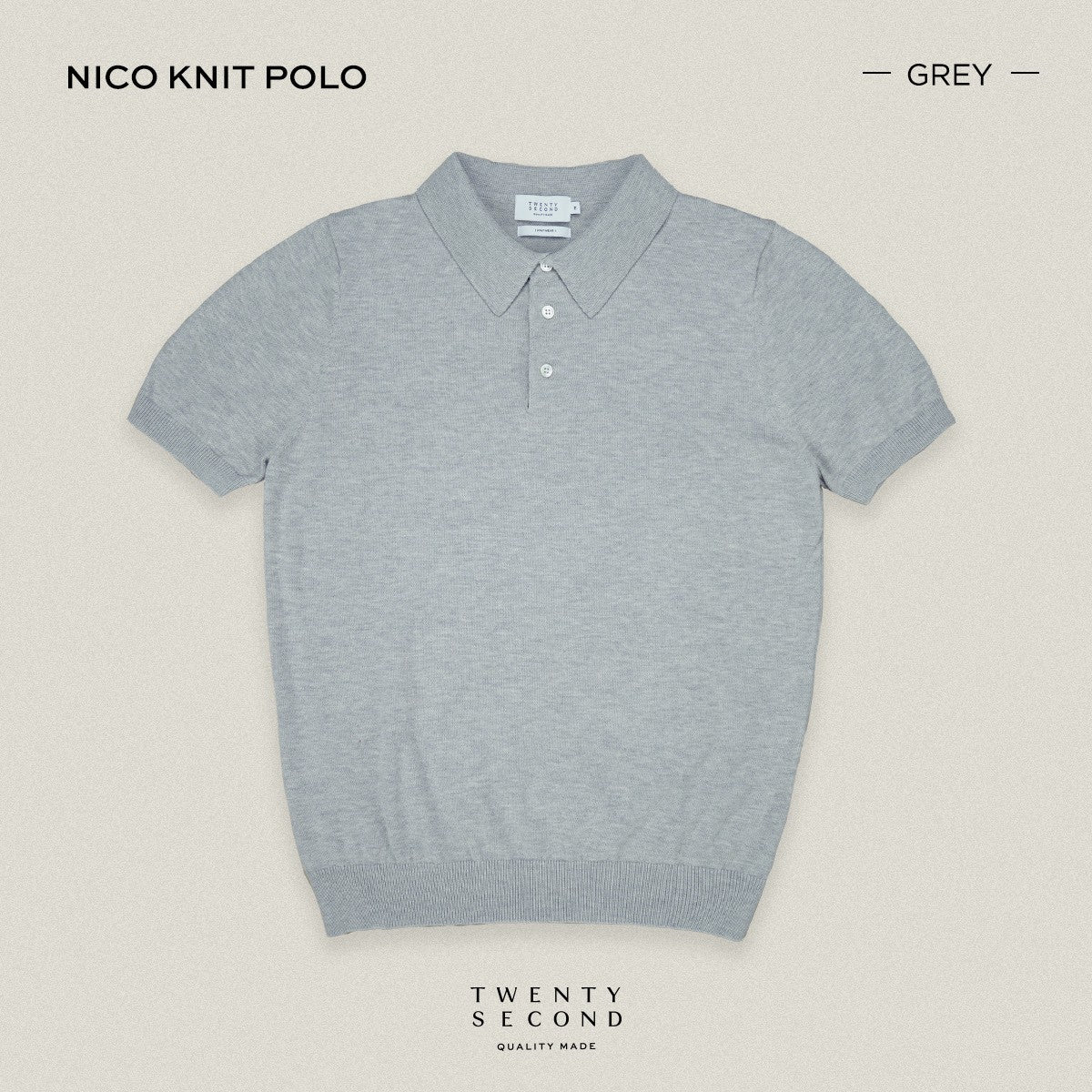 NICO KNIT POLO - LIGHT GREY