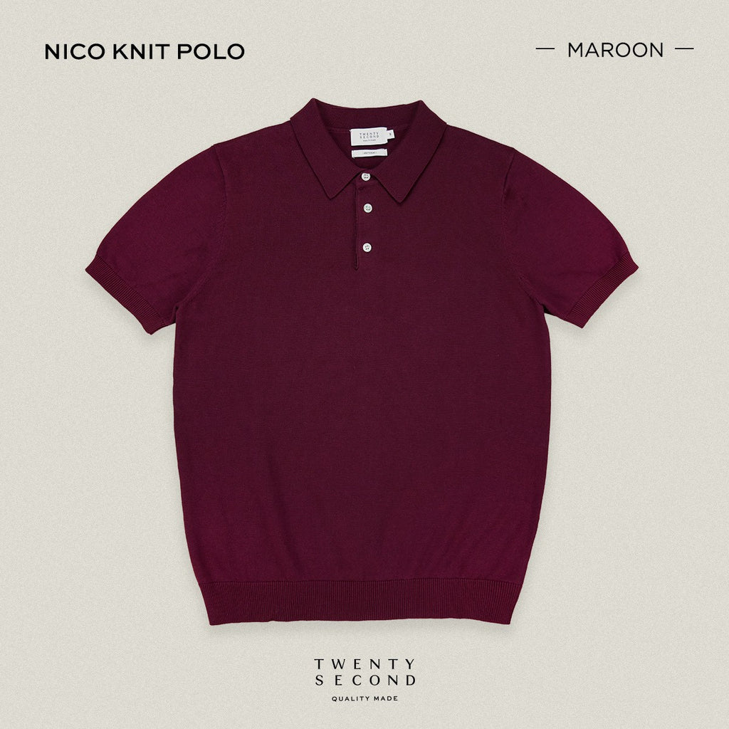 NICO KNIT POLO - MAROON