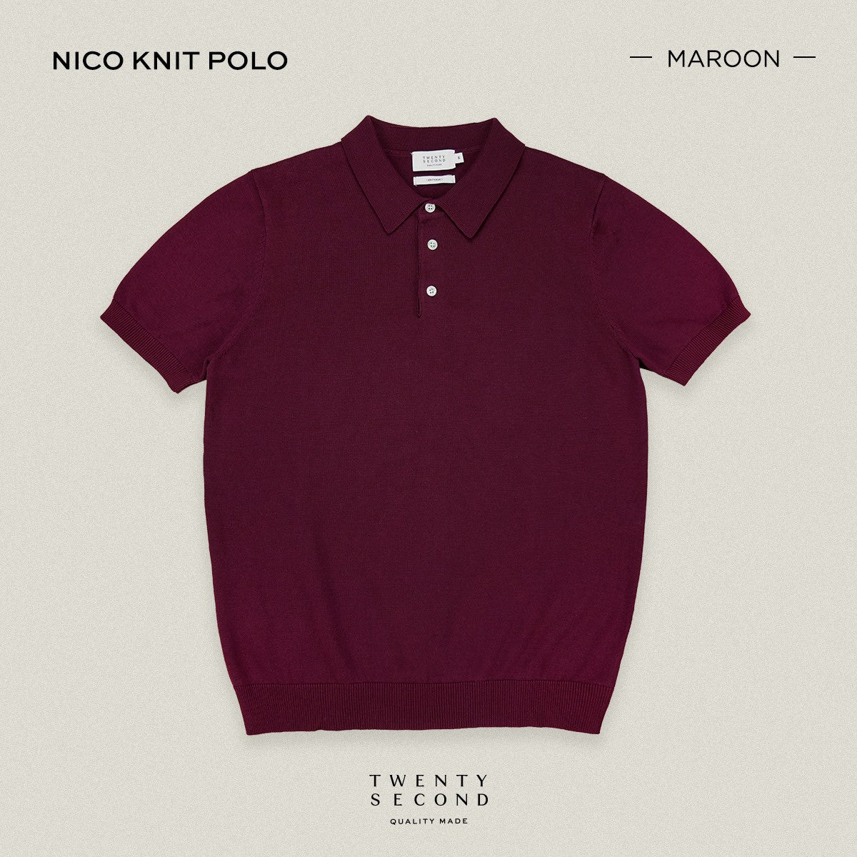 NICO KNIT POLO - MAROON