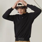 HAYDEN LONG SLEEVES KNIT POLO - BLACK