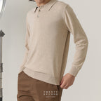 HAYDEN LONG SLEEVES KNIT POLO - OAT