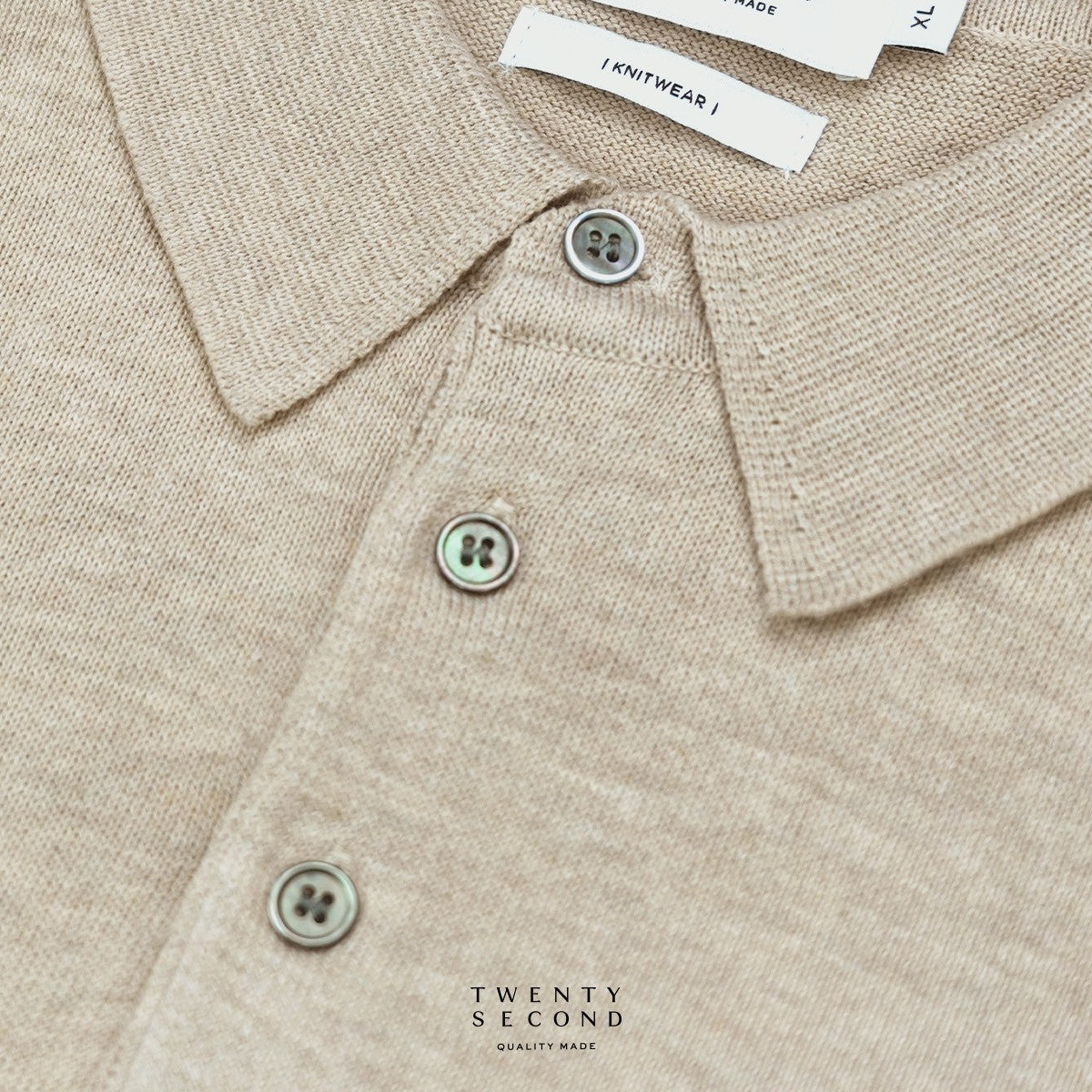 HAYDEN LONG SLEEVES KNIT POLO - OAT