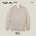 HAYDEN LONG SLEEVES KNIT POLO - OAT