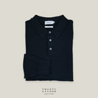 HAYDEN LONG SLEEVES KNIT POLO - DARK BLUE