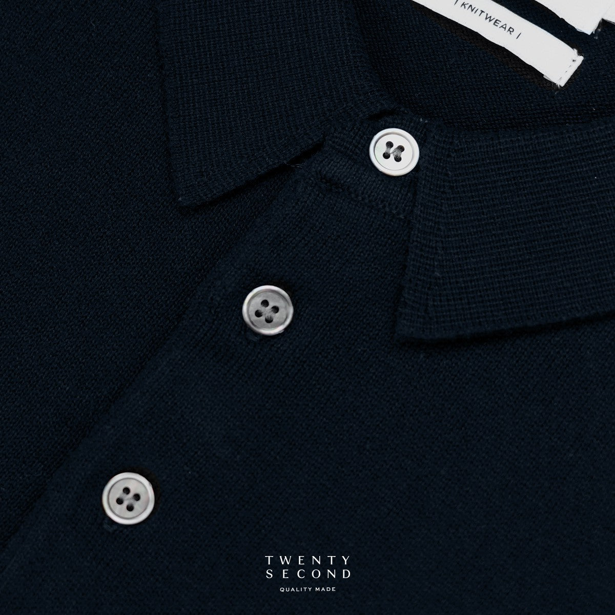 HAYDEN LONG SLEEVES KNIT POLO - DARK BLUE