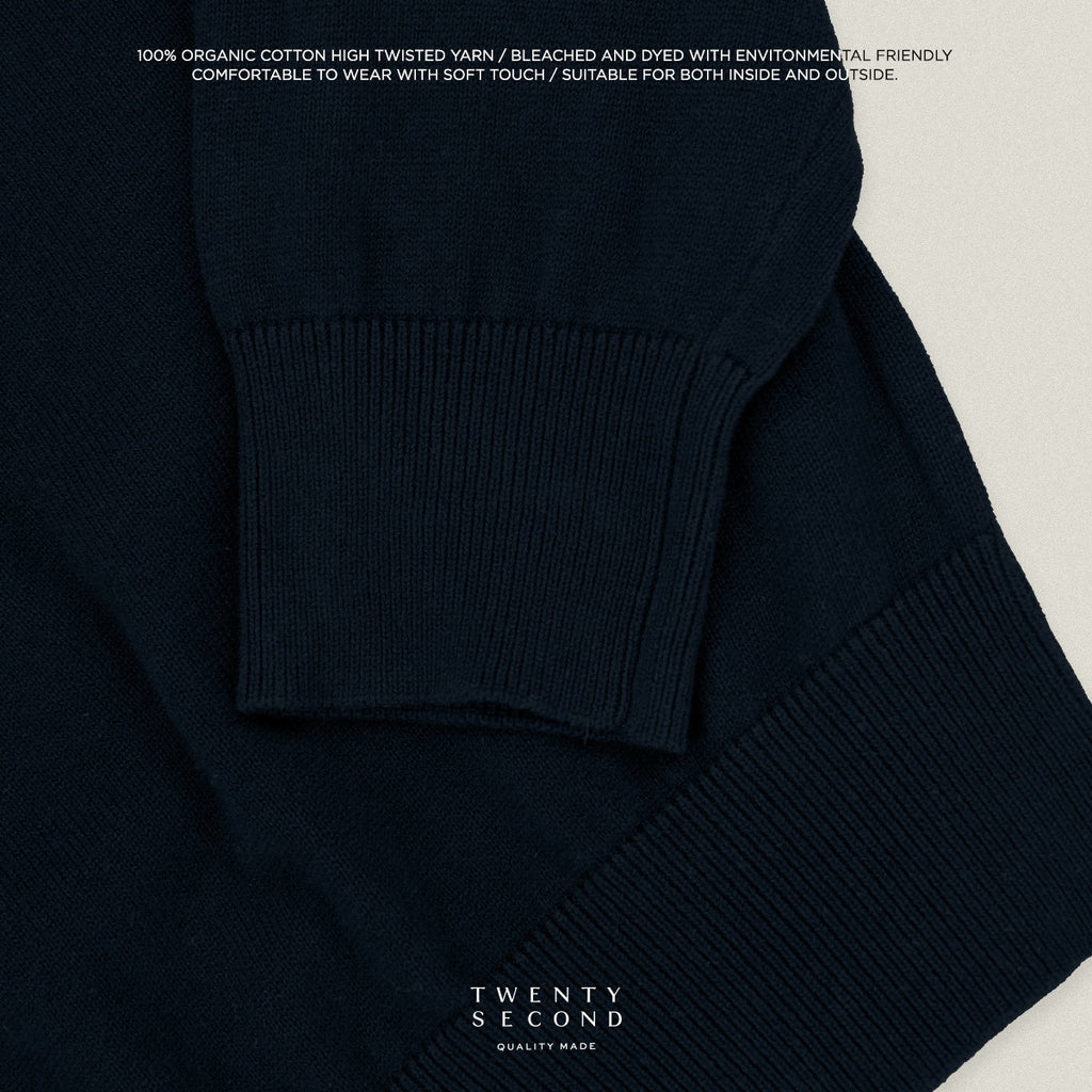 HAYDEN LONG SLEEVES KNIT POLO - DARK BLUE