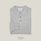 HAYDEN LONG SLEEVES KNIT POLO - LIGHT GREY
