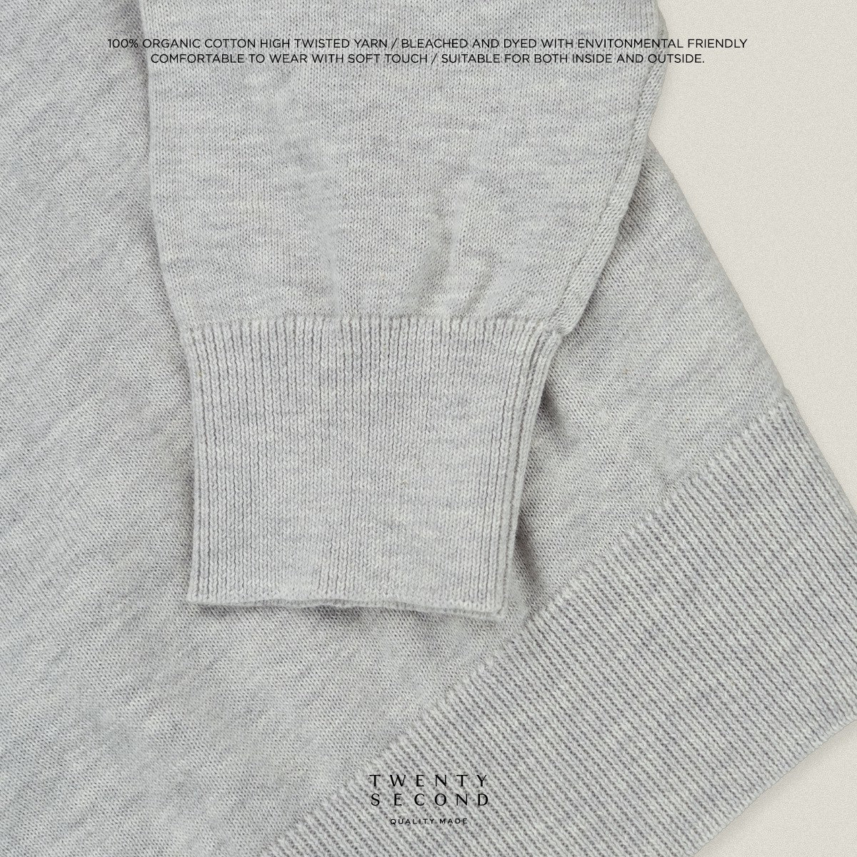 HAYDEN LONG SLEEVES KNIT POLO - LIGHT GREY