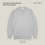 HAYDEN LONG SLEEVES KNIT POLO - LIGHT GREY