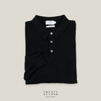 HAYDEN LONG SLEEVES KNIT POLO - BLACK