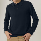 HAYDEN LONG SLEEVES KNIT POLO - DARK BLUE