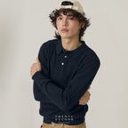 HAYDEN LONG SLEEVES KNIT POLO - DARK BLUE