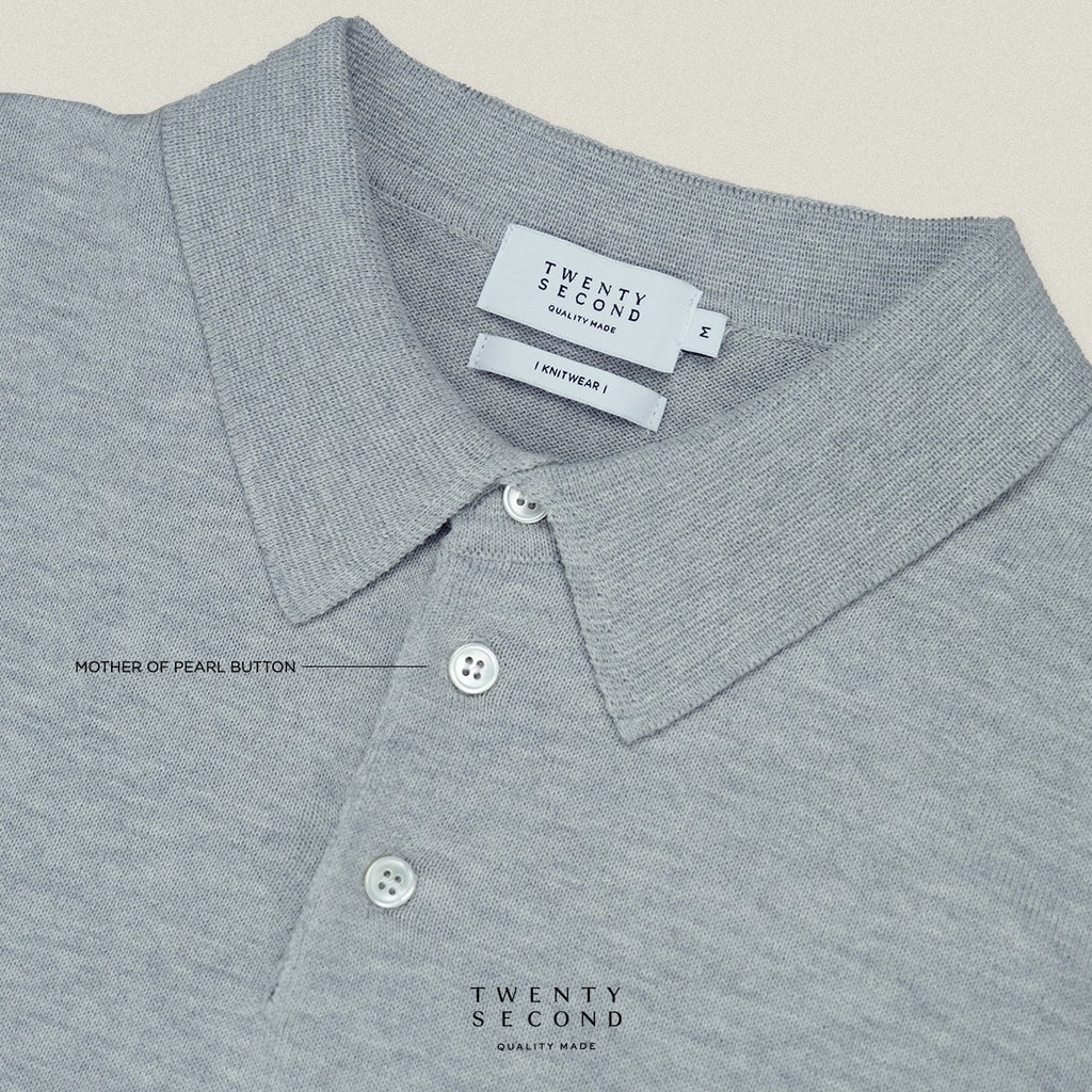 NICO KNIT POLO - LIGHT GREY