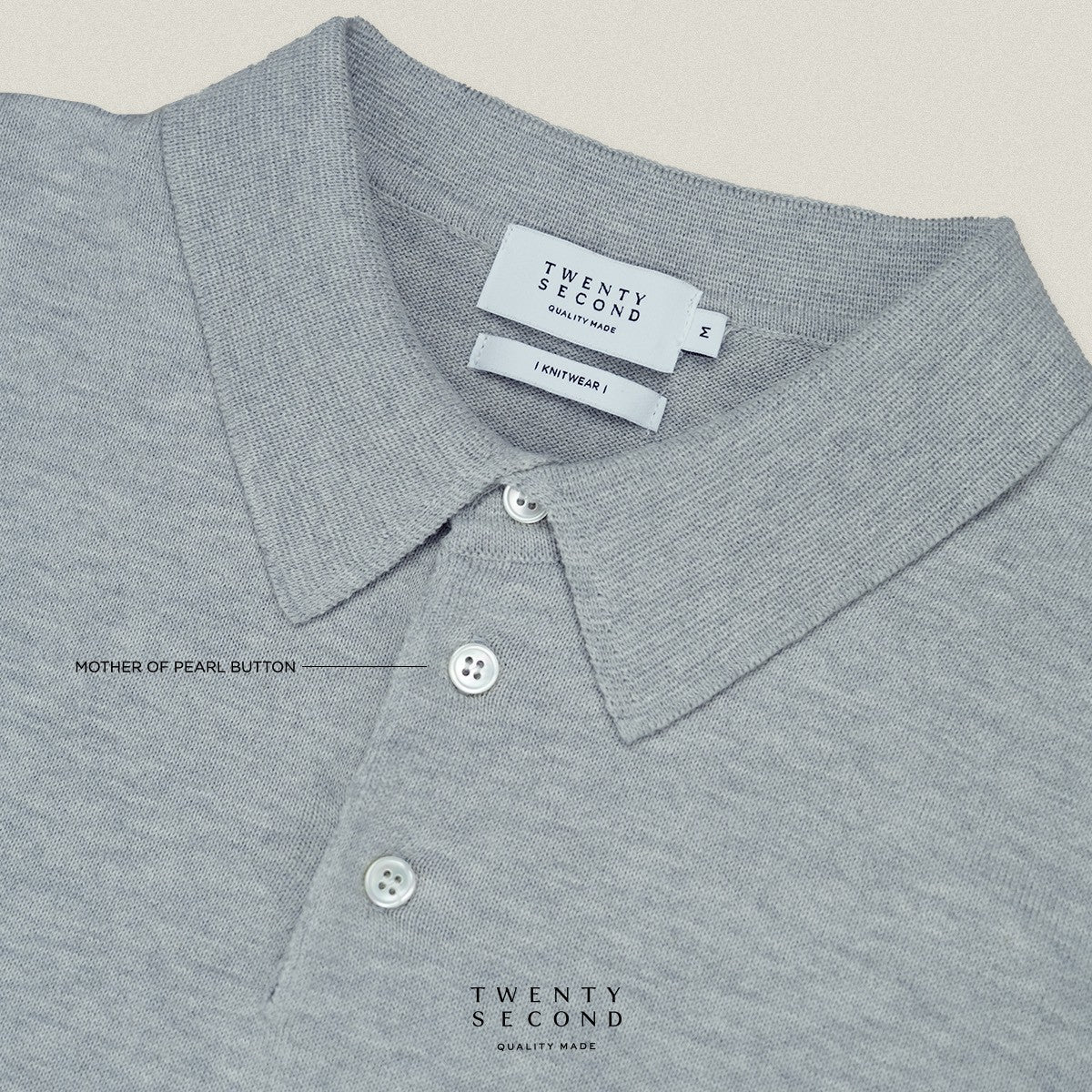 NICO KNIT POLO - LIGHT GREY