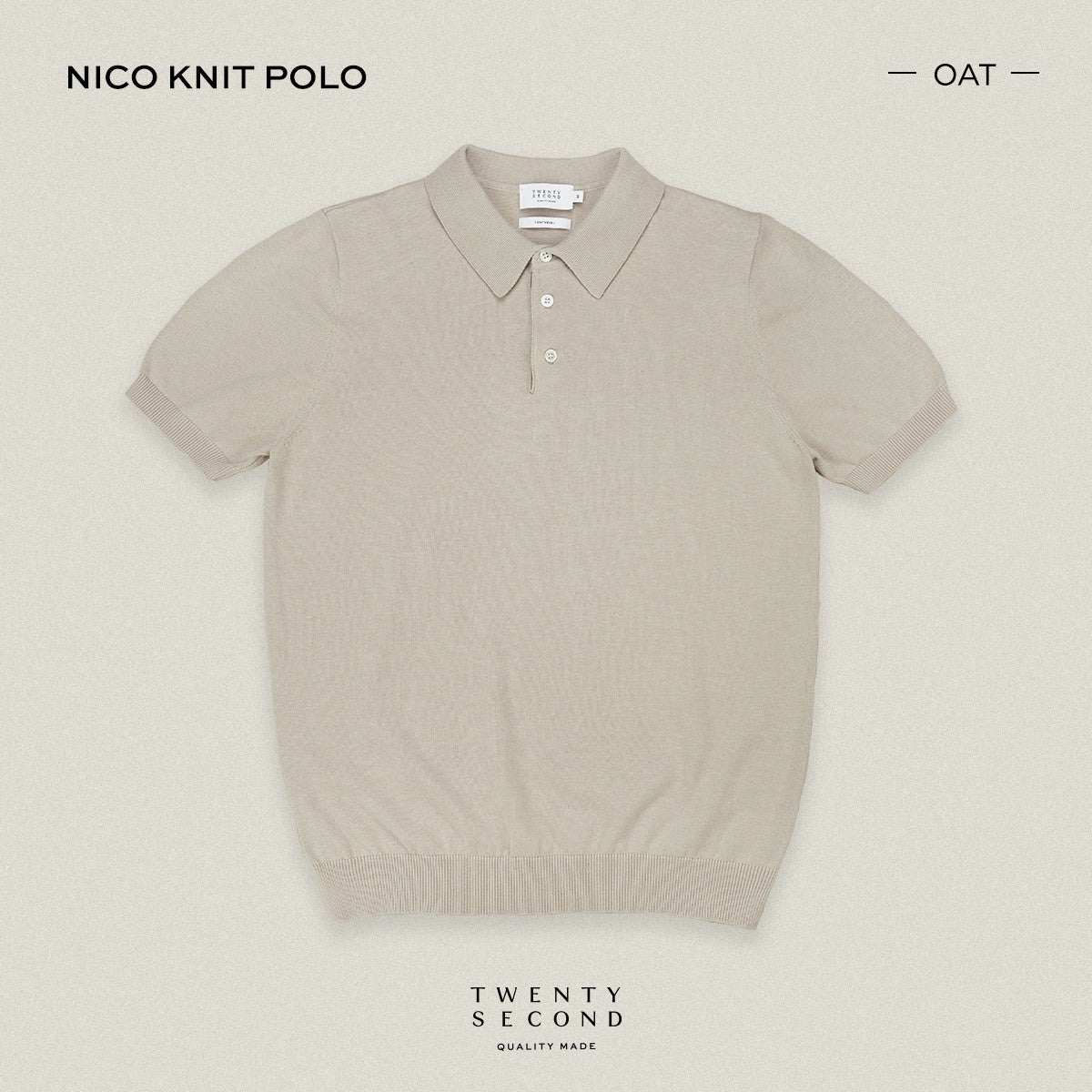 NICO KNIT POLO - OATMEAL