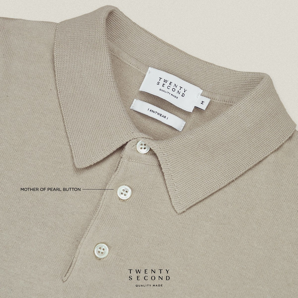 NICO KNIT POLO - OATMEAL