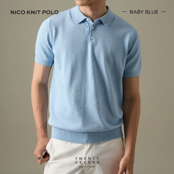 NICO KNIT POLO - BLUE
