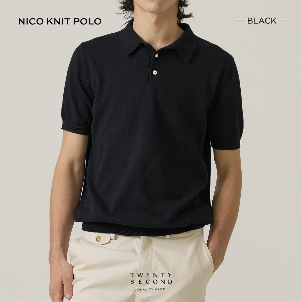 NICO KNIT POLO - BLACK