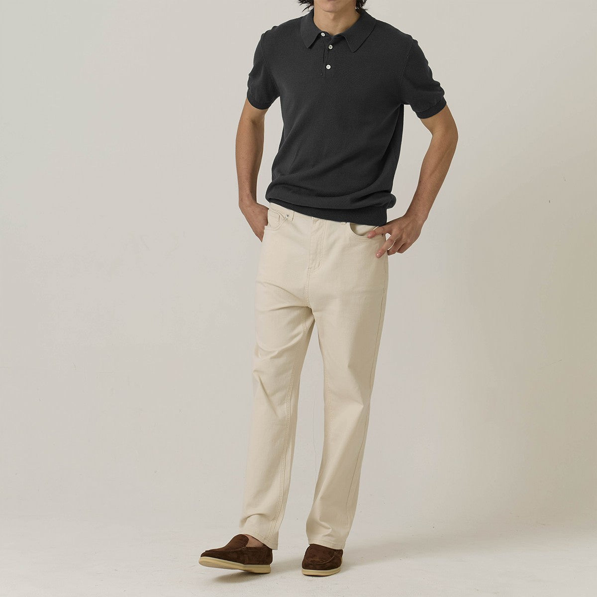 NICO KNIT POLO - GREY