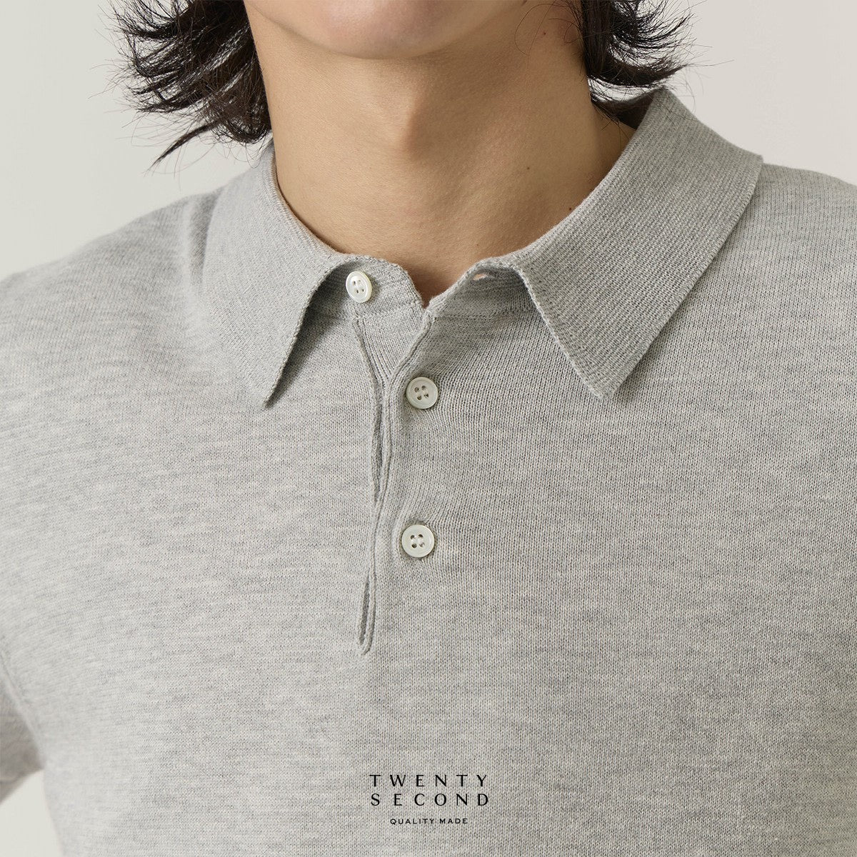 NICO KNIT POLO - LIGHT GREY