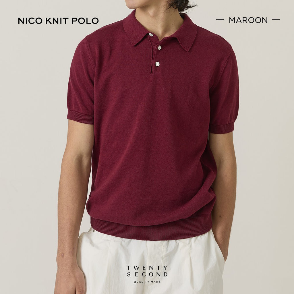 NICO KNIT POLO - MAROON