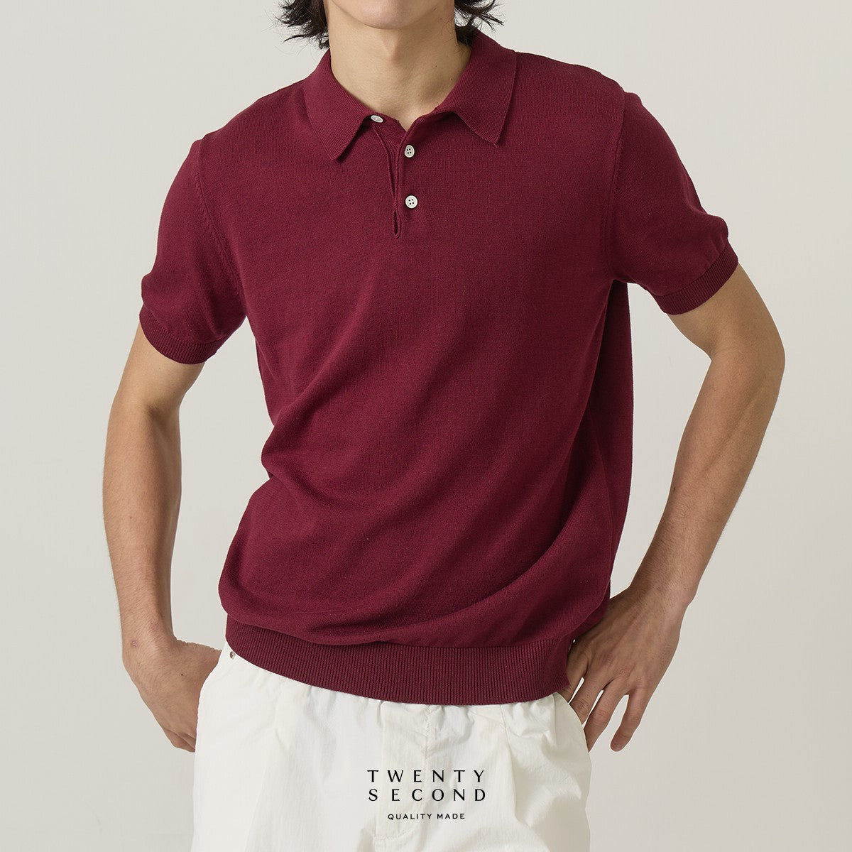 NICO KNIT POLO - MAROON