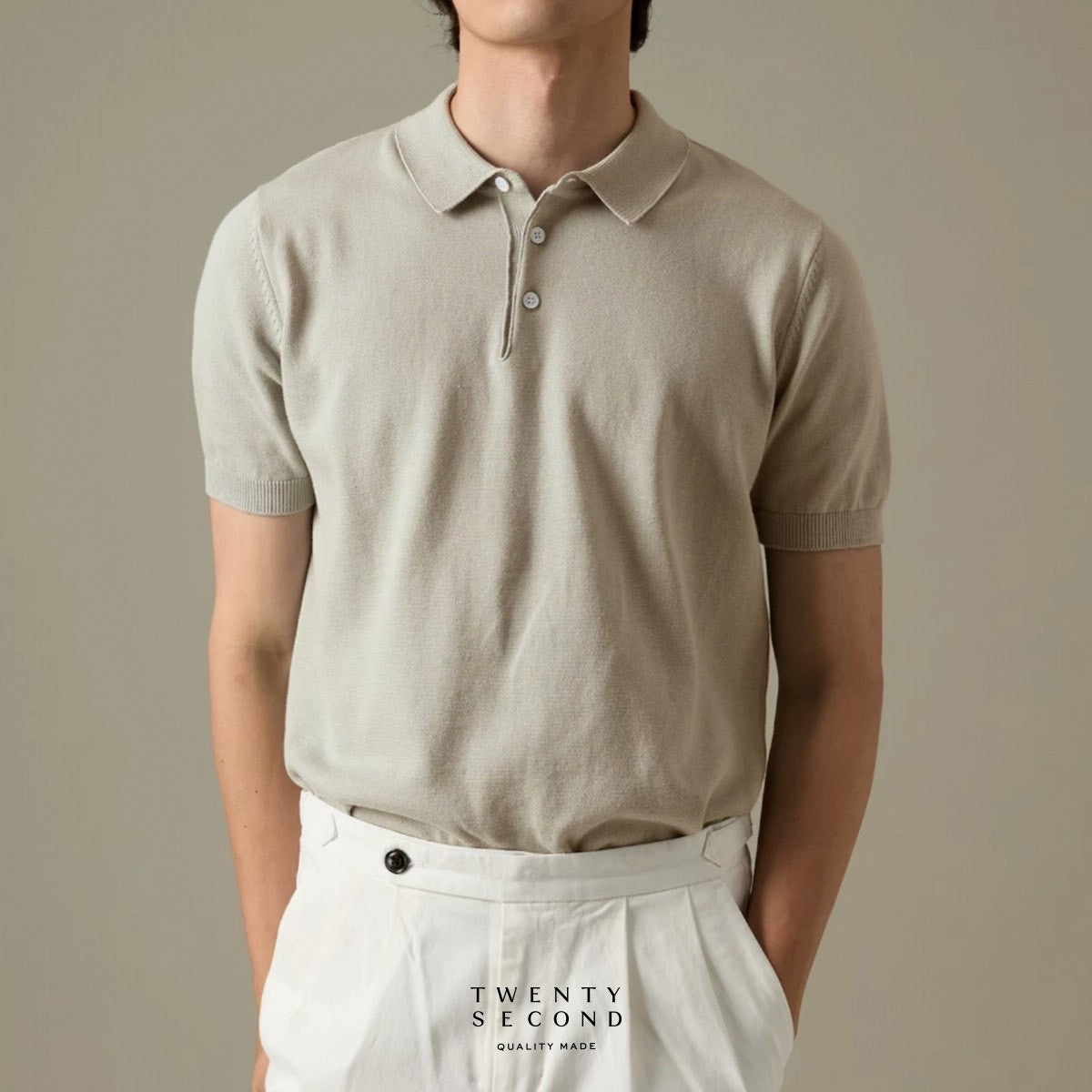 NICO KNIT POLO - OATMEAL