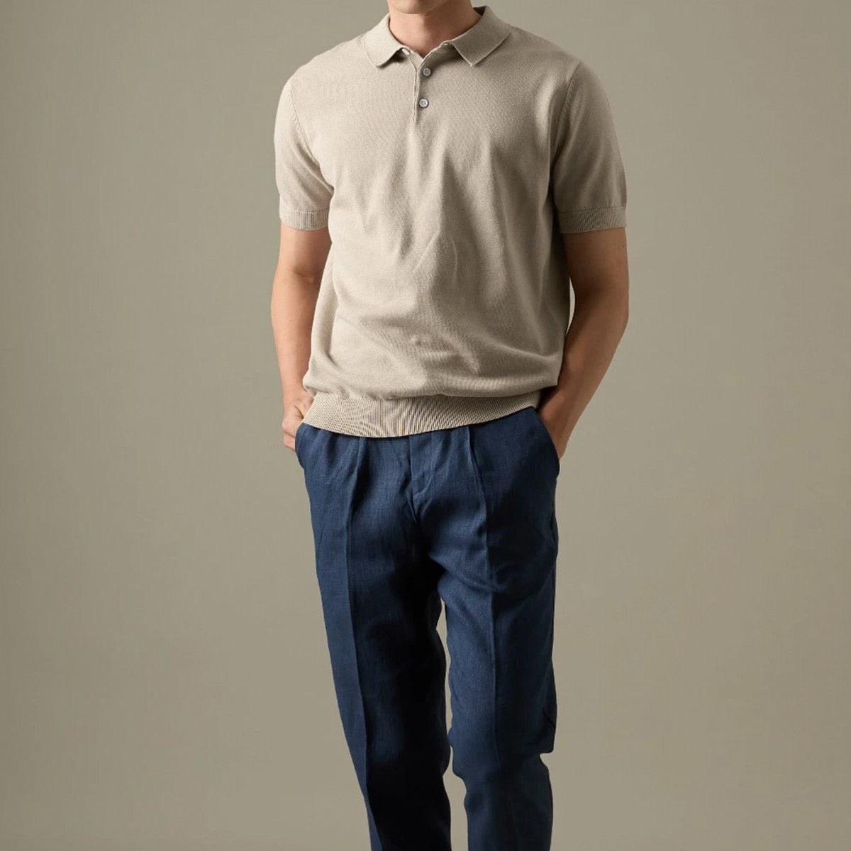 NICO KNIT POLO - OATMEAL