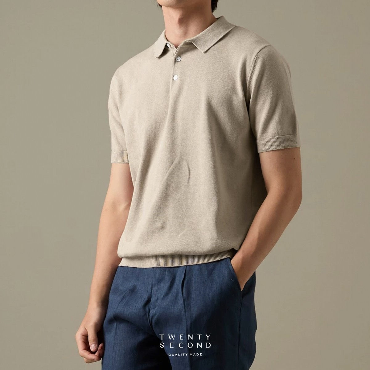 NICO KNIT POLO - OATMEAL