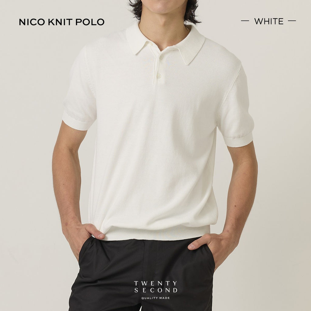 NICO KNIT POLO - WHITE