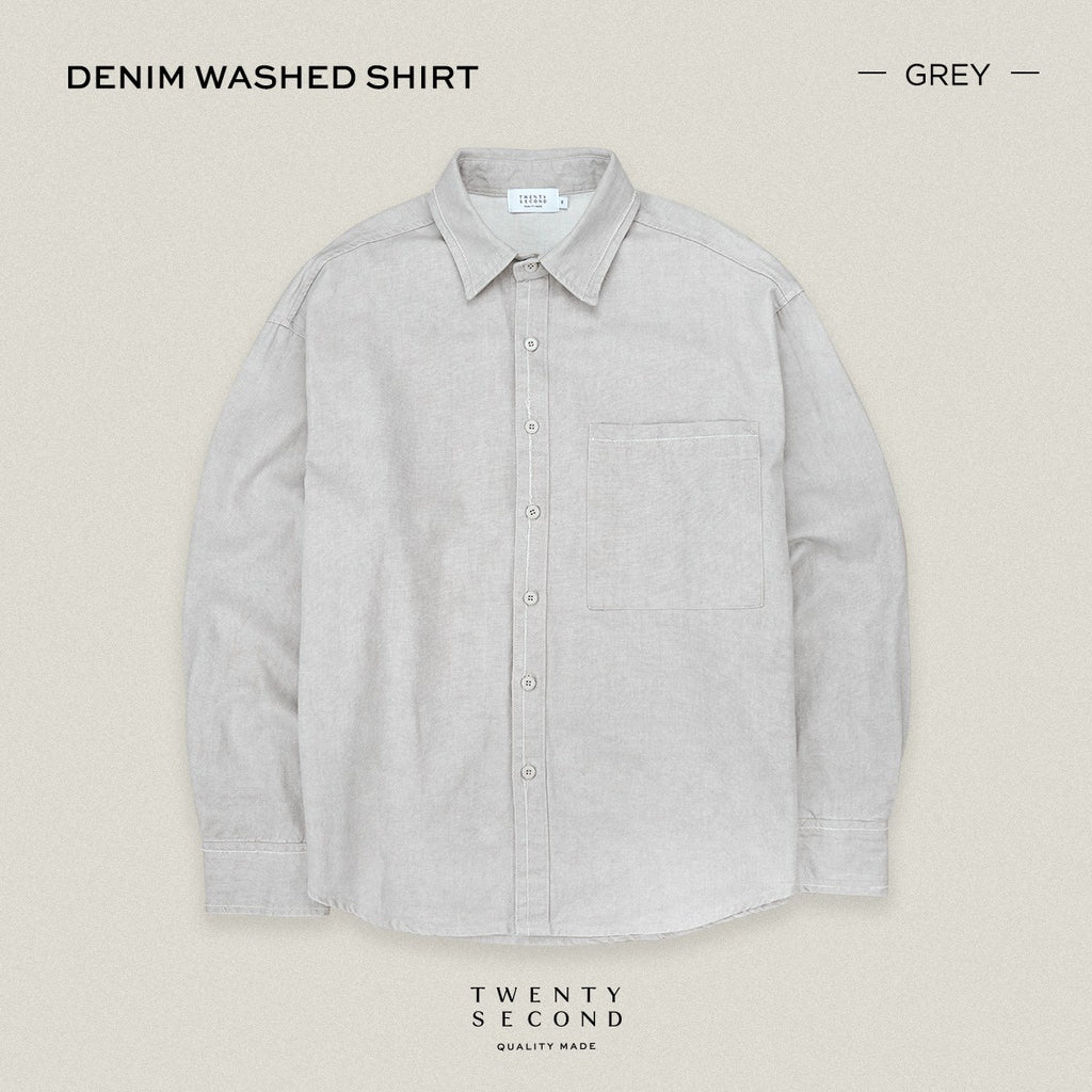 DENIM WASHED SHIRT - GREY