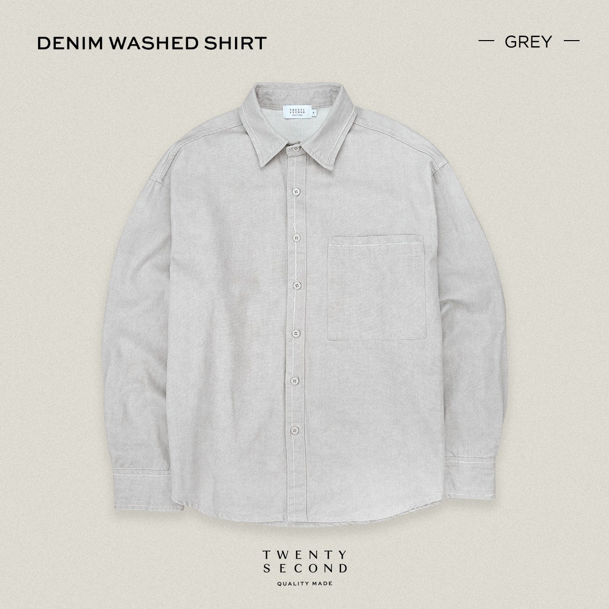 DENIM WASHED SHIRT - GREY