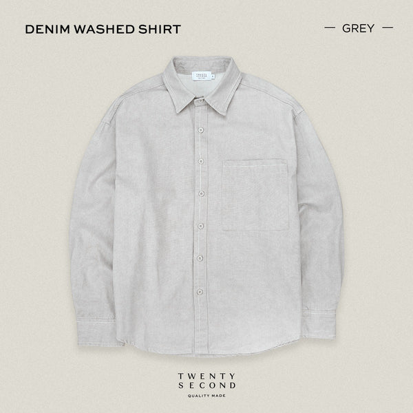 DENIM WASHED SHIRT - GREY