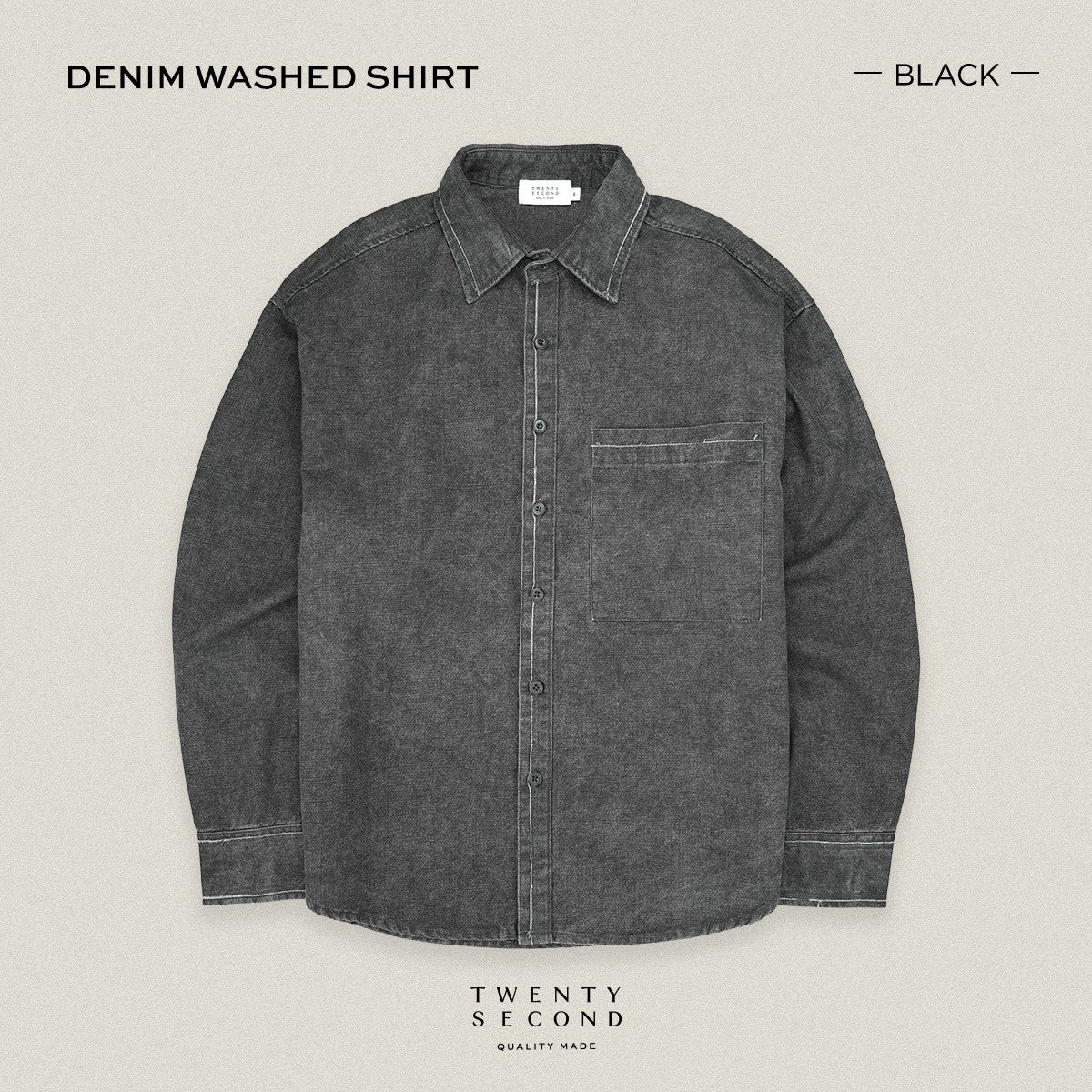 DENIM WASHED SHIRT - BLACK