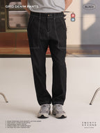 GRID DENIM PANTS - BLACK