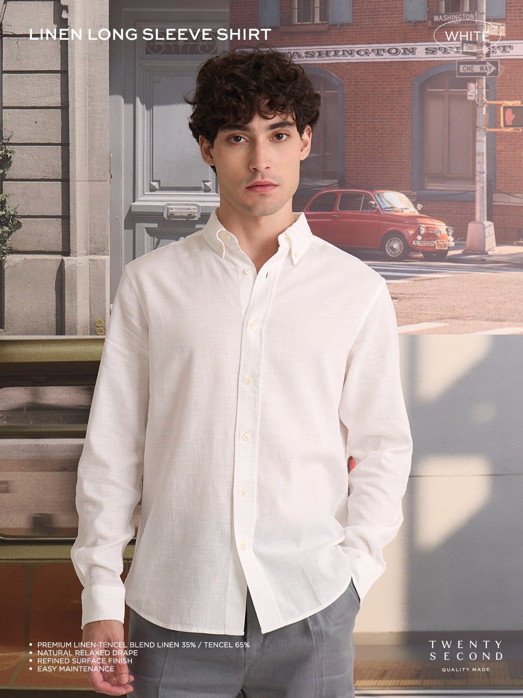 LINEN LONG SLEEVES SHIRTS - WHITE