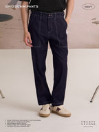 GRID DENIM PANTS - NAVY