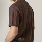 TATE SHORT SLEEVES KNIT SHIRT - BROWN