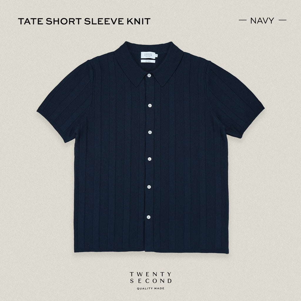 TATE SHORT SLEEVES KNIT SHIRT - NAVY