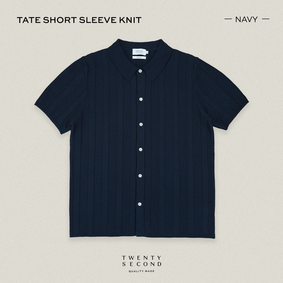 TATE SHORT SLEEVES KNIT SHIRT - NAVY