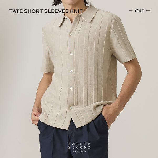 TATE SHORT SLEEVES KNIT SHIRT - OAT