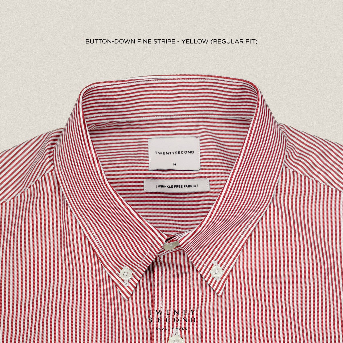 WRINKLE FREE “OFF DUTY” SHIRT - STRIPE RED (Regular Fit)