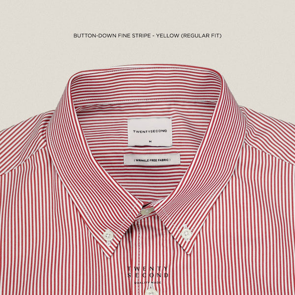 WRINKLE FREE “OFF DUTY” SHIRT - STRIPE RED (Regular Fit)