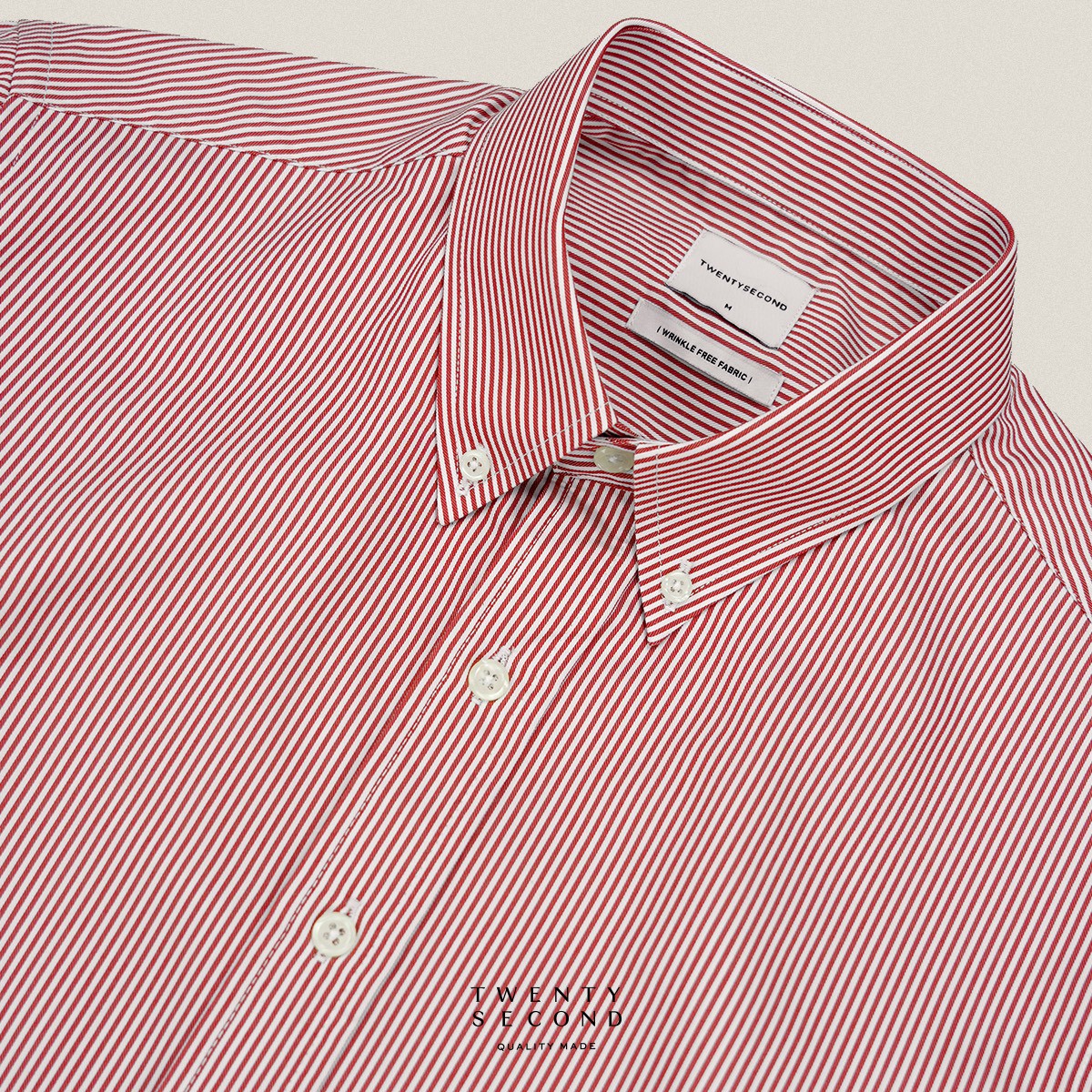 WRINKLE FREE “OFF DUTY” SHIRT - STRIPE RED (Regular Fit)
