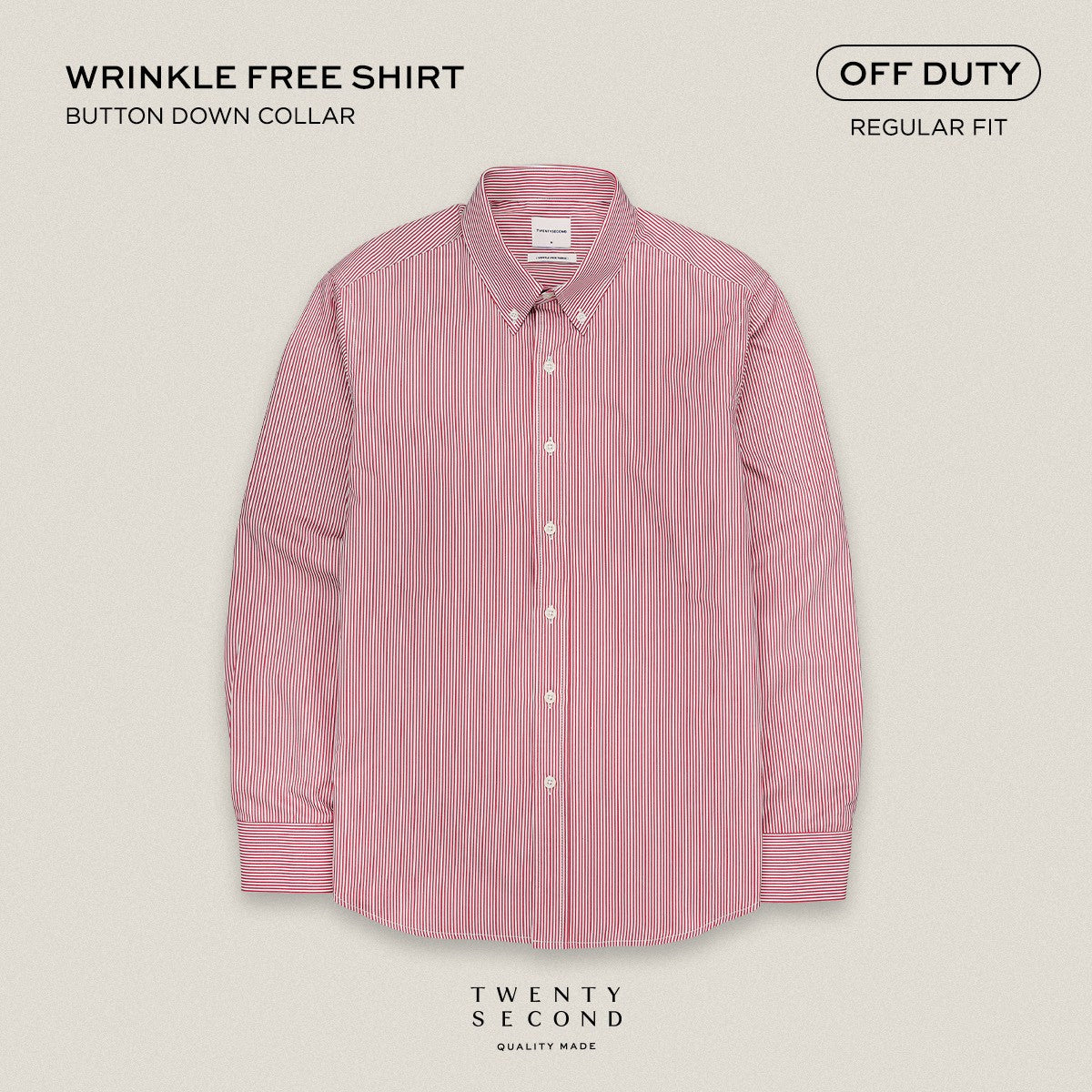 WRINKLE FREE “OFF DUTY” SHIRT - STRIPE RED (Regular Fit)