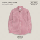 WRINKLE FREE “OFF DUTY” SHIRT - STRIPE RED (Regular Fit)